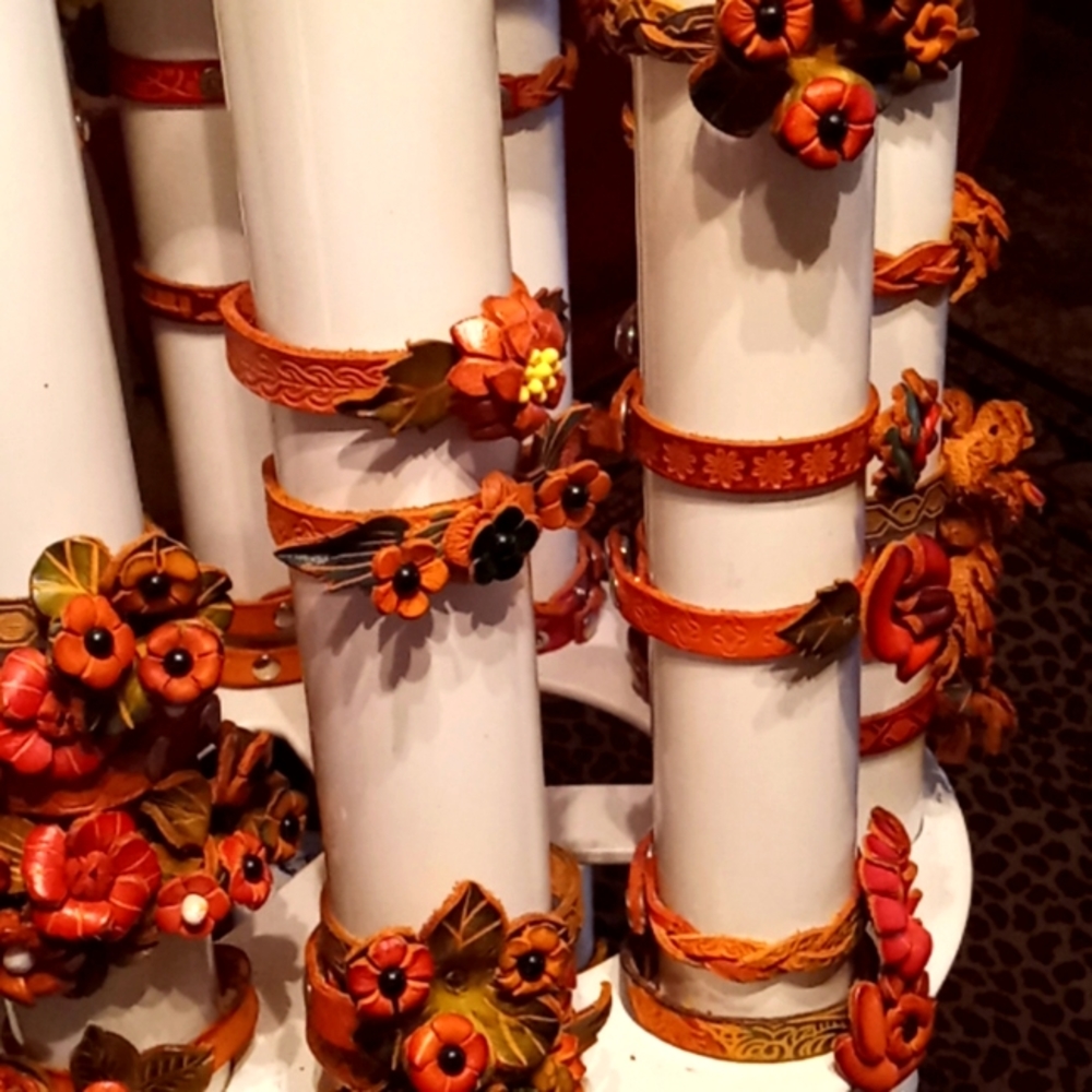Handmade flower leather bracelets